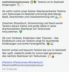 Kommentar vom Seehotel auf Instagramm